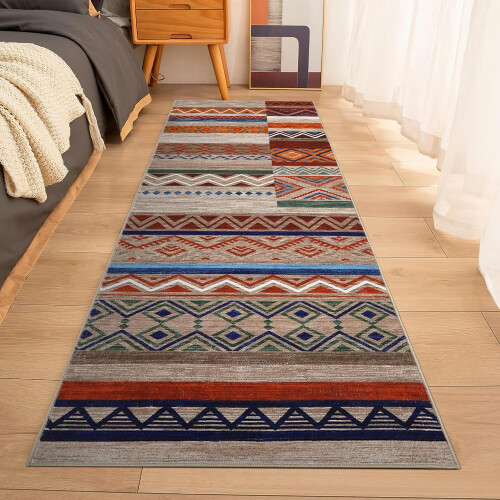 Vintage χαλί δρομέα patchwork μπεζ 60 x 1,80 μ