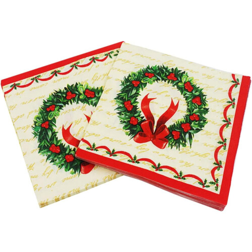 100 julepapirservietter med tryk 33x33cm