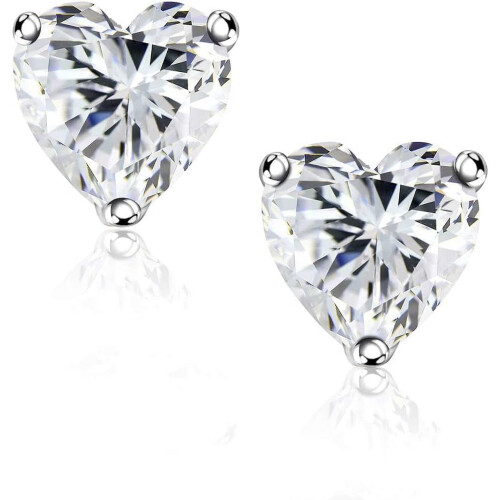 CZ stud earrings 18K white gold plated sterling silver