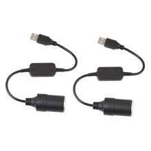 2X Convertitore da Presa USB 5V A 12V per Accendisigari da Auto Cavo Adattatore