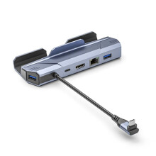 6 in 1 USB C Hub USB C Docking Station to -Compatible 4K60hz RJ45 PD100W Dock USB 3.0 HUB Aluminum Alloy Extended