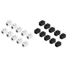 20Pcs RJ45 Connector Cat6 Extension Coupler Ethernet Network LAN Cat 6 Coupler Extend Adapter,10 Pcs Black & 10Pcs White