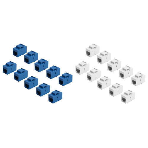 20Pcs RJ45 Connector  Jack Cat6 Extension Coupler Ethernet Network LAN Cat 6 Coupler Jacks Adapter, & White