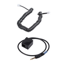 Black RJ9 Telephone Phone Modem Coil Cable & 3.5mm Male Jack to RJ9 4P4C Female Adapter Converter Extension Cable