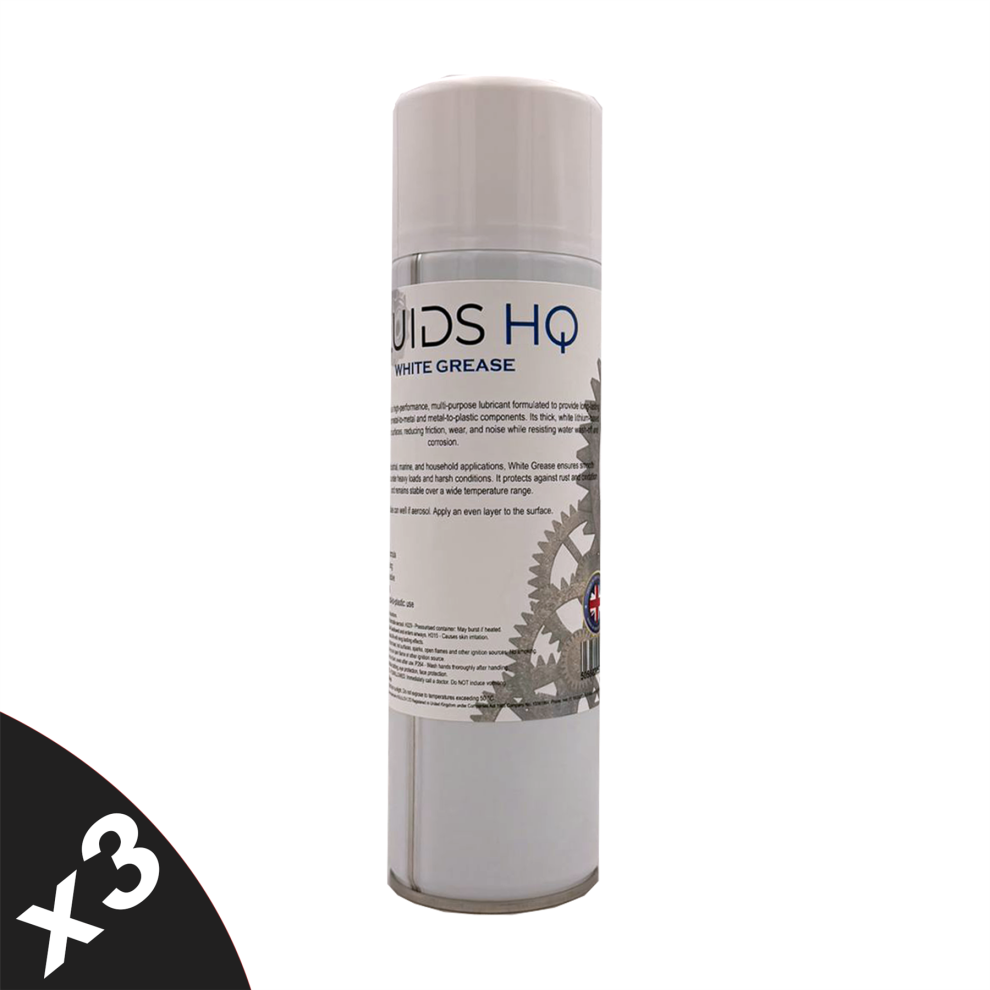 Fluidshq Grease Spray Multi-Purpose Maintenance Grease Lubricant 3X500ml White 5056820582795