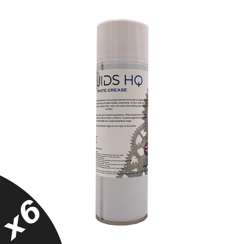 Fluidshq Grease Spray Multi-Purpose Maintenance Grease Lubricant 6X500ml White 5056820582825