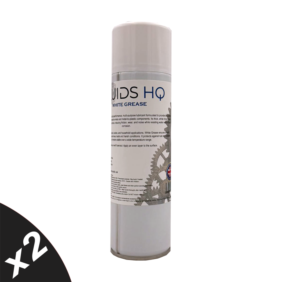 Fluidshq Grease Spray Multi-Purpose Maintenance Grease Lubricant 2X500ml White 5056820582788