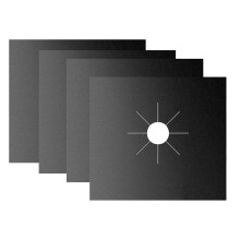 Quailitas Gas Stove Protectors, Non-Stick Hob Burner Covers, Microwave Oven Liners, Black, Pack of 4