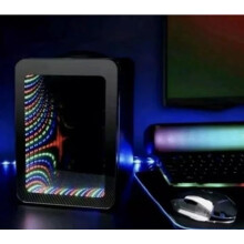 RA-HOMESTORE New Edition 4L Led Infinity Gaming Fridge 7 Adjustable Colours, Inifinity lights Mirrored Door, Removable Shelf Door Catch Includes Car