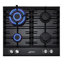 Kaiser Grand Chef Turbo Gas Hob | 58cm Black Glass 4 Burner Cooktop