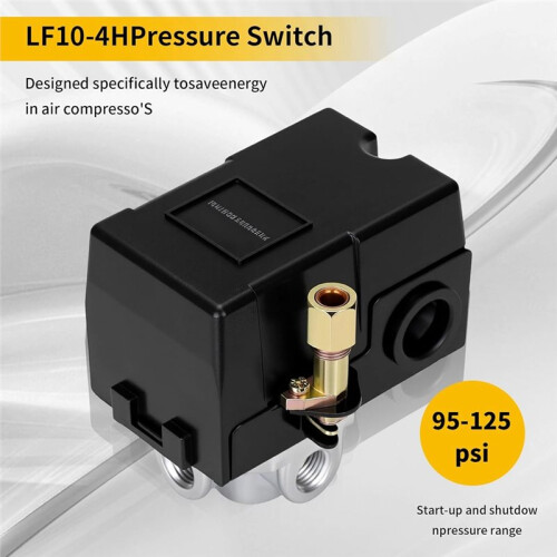 Interruptor de Pressão para Compressor de Ar LF10-4H, NPT1/4, 95-125 PSI, 20A, 4 Portas 1