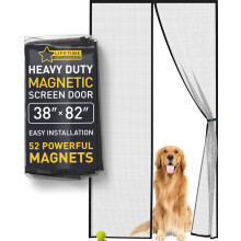 Puerta mosquitera magnética de 38x82 pulgadas con cierre automático y 52 imanes.