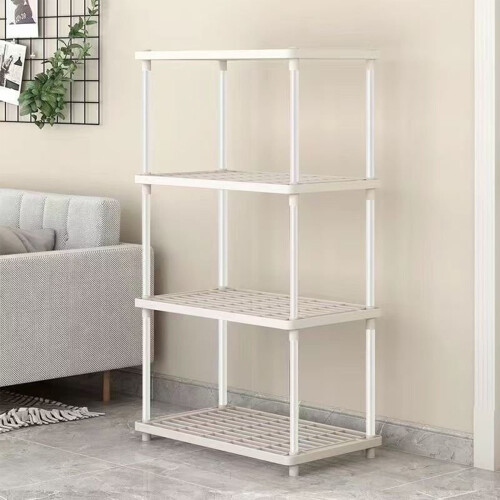 Scaffale a 4 ripiani in plastica bianca, 55x25x83 cm