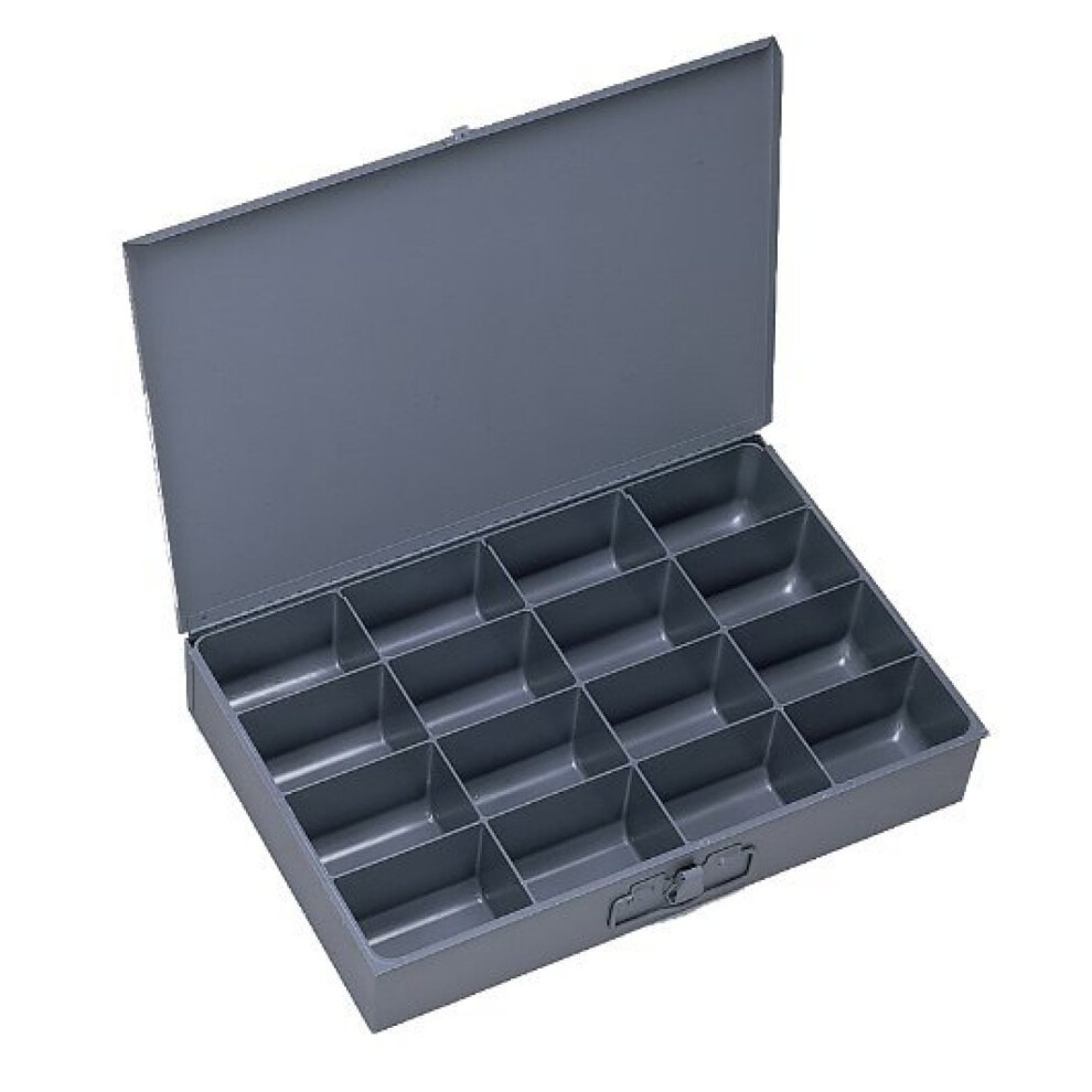 Steel 16-Compartment Parts Organizer Box Â Grey, 34 X 9058772287694