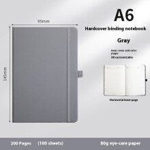 Grijs A6-notitieboekje, 200 pagina's, gelinieerd (college-ruled).