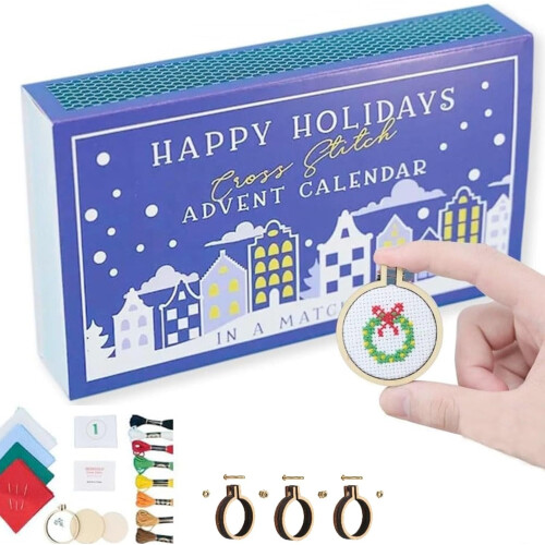 Kit de calendrier de l'Avent au point de croix de Noël - 24Projects