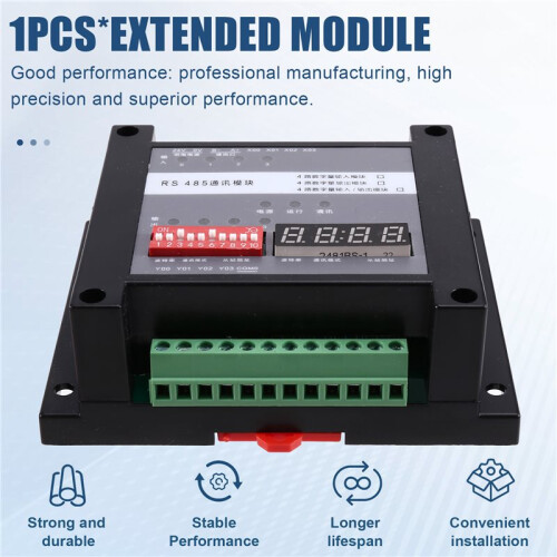 Expansion Module: Modbus RTU Protocol, RS485 Communication, 4 Inputs, 4 Outputs I/O Module,RTU Protocol Extension Module 1