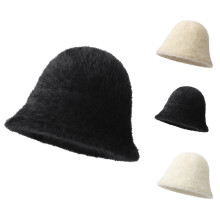 Pălărie de iarnă pentru femei, pălărie caldă de culoare solidă, capac cloche negru