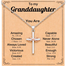 Cross Necklace for Granddaughter/Daughter, Christmas Religious Christian Valentines Birthday Gifts