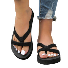 Women's Summer Slippers – Soft Suede Flat Slide Sandals, Comfortable Flip Flops for Beach/Indoor, Black, Size 7.5