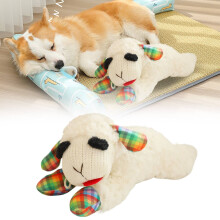 Peluche de cordero a cuadros para perros, 29 cm, con chirriador.