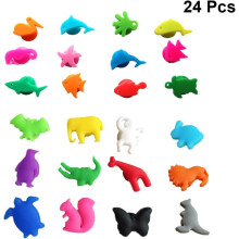 24 marqueurs de verres à vin en silicone à motifs animaux