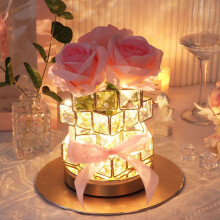 Lampe Rose Cristal Rechargeable Sans Fil 3 Couleurs Variation