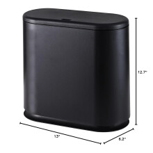 Poubelle noire mince de 12 L Ă couvercle Ă pression pour cuisine et salle de bain