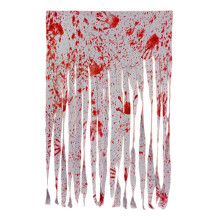 Tenda di Halloween macchiata di sangue, 100x165 cm, in garza con impronte di mani