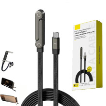 2-i-1 usynlig holder ladekabel med stativ 1,5 meter Type-C