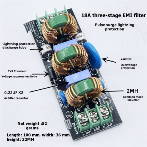 15A EMI Electromagnetic Interference Power Filter Filtering Pulse Surge  Protection Common Mode 2