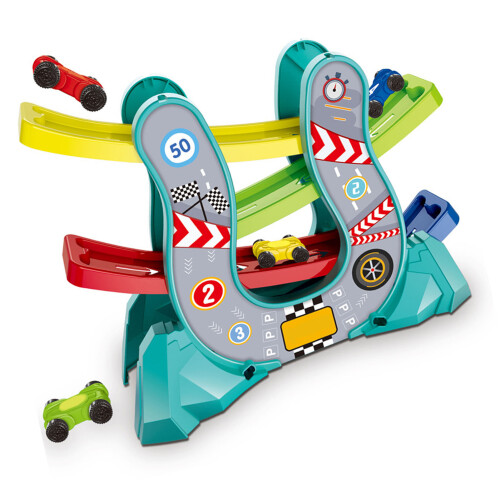 Multifunktionales Rennwagen Set mit Rampe Grün 1