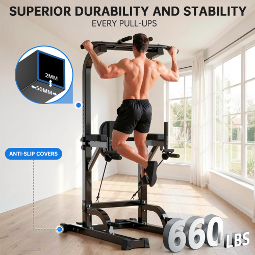 Station Traction Dips,4-en-1,Pliable,272kg,avec Dossier 2