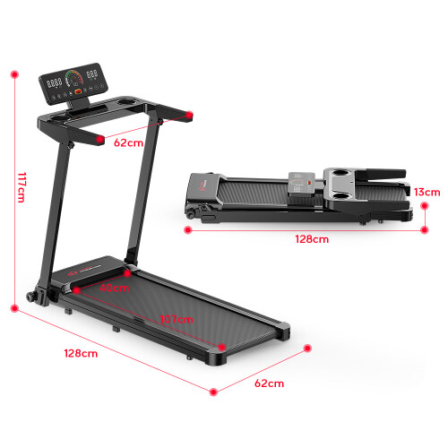 BIGZZIA Tapis de Course,Pliable,12km/h,12 Programmes,Noir 1