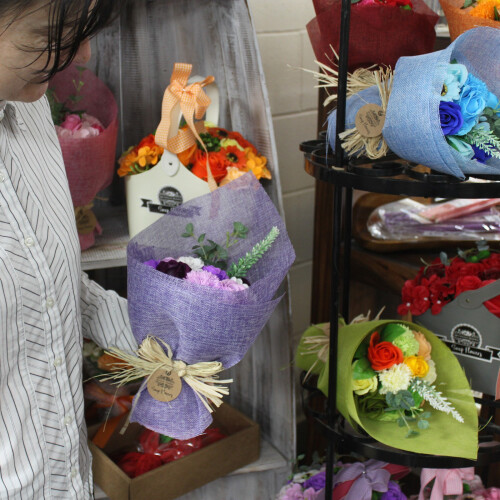 Standing Soap Flower Bouquet - Purple 2