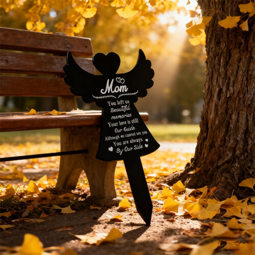 Angel Memorial Garden Stake Acrylic Black1pc 2