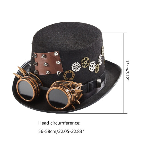 Γοτθικό καπέλο Steampunk με εργαλεία και προστατευτικά γυαλιά 1