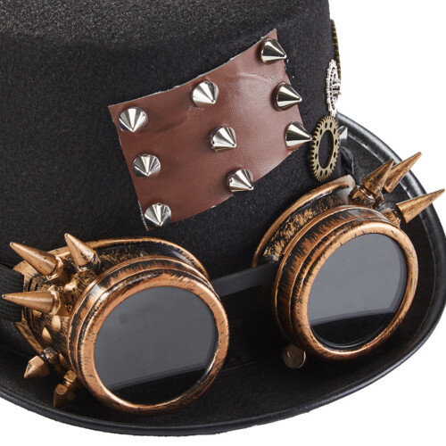 Γοτθικό καπέλο Steampunk με εργαλεία και προστατευτικά γυαλιά 2