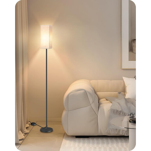 Luminária de chão moderna com interruptor de pé, preta e bege, 164 cm (64,6 polegadas) 1