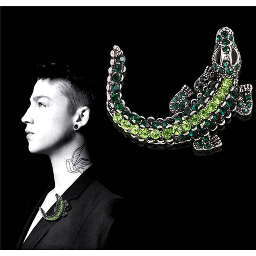 Broche crocodile en cristal et strass (1 pièce) 1