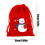 Red Christmas flannel drawstring bags 8x6 inch 3