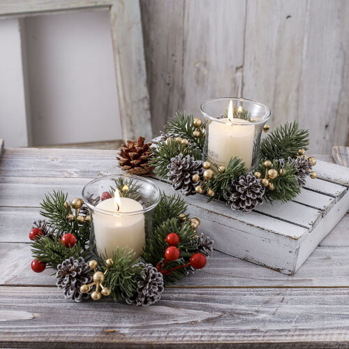 Juleduftlys med konglekransdekorasjon 2