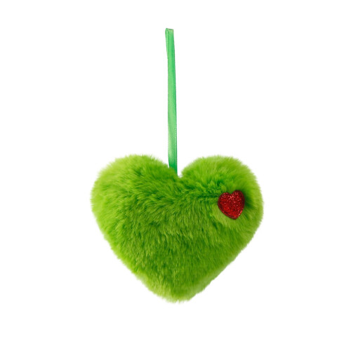 Ornamenti a forma di cuore con pompon verdi e cuore rosso, 6 pezzi 1