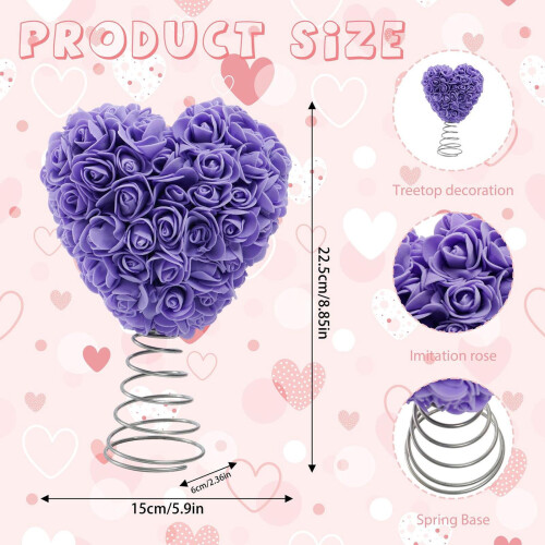 Heart-Shaped Rose Flower Tree Topper for Valentine's Day 1