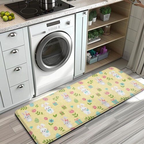 Kitchen Runner Rug Yellow Pattern 17" x 47" Non-Skid 2
