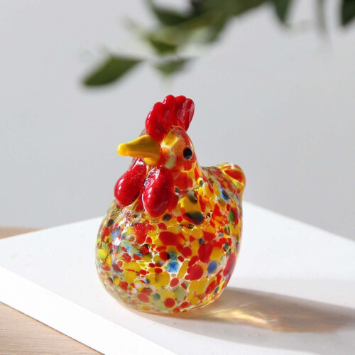 Mini håndblåste glassfigurer av kylling i gårdshusdekor4 1