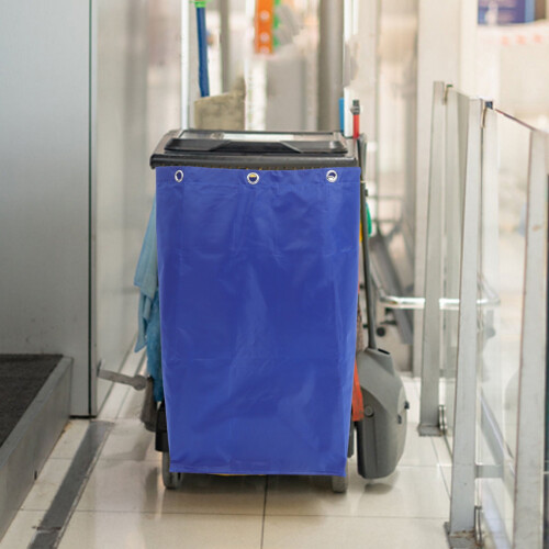 Blue janitorial cart bag with hooks 1 pack 1
