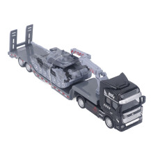 Gray Flatbed Trailer Toy - Detachable Military Tank Model, 26.5x5cm
