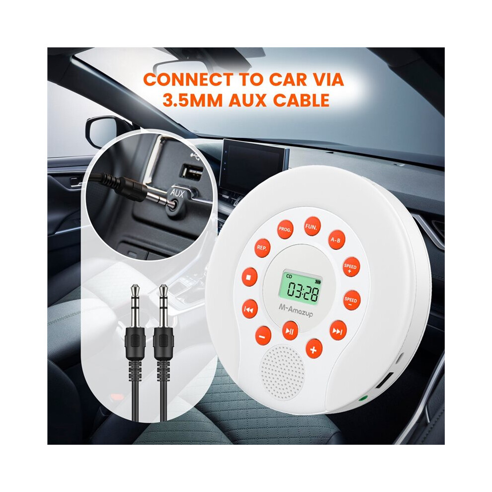Protable Cd Player 1500Mah Rechargeable Audio Cassette Player With Dual Stereo Speakers,Car Aux/Usb Playback Player B 4712668828433
