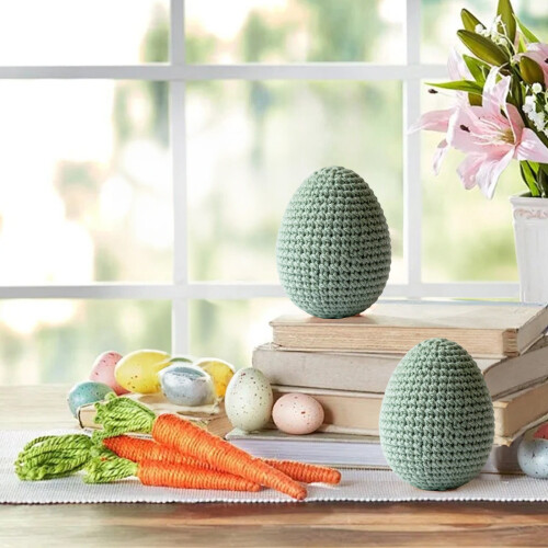 Hand Crocheted Easter Egg Ornament Mint Green Foam Filled 2